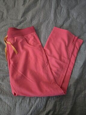 FIGS Womens Kade Cargo Scrub Pants Neon Pink Color Size Large